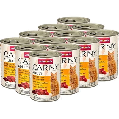 Animonda Carny Adult говеждо, пилешко месо + патици сърца - 12 x 400г