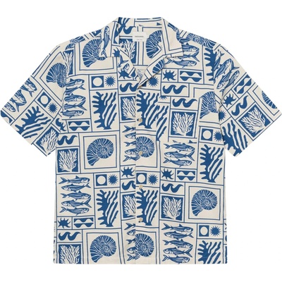 DEDICATED Мъжка риза с копчета DEDICATED Shirt Marstrand Shirt - Ocean Squares Oat White - размер L (033-2518-0413)