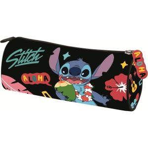 St. Majewski Цилиндричен ученически несесер St. Majewski Stitch - Black Aloha, 1 цип (5903235686290)