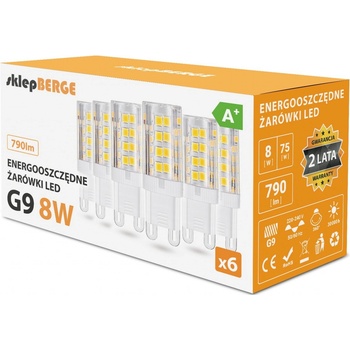 Berge LED žárovka G9 8W 780Lm PVC teplá bílá