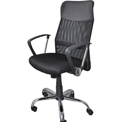 Office Products Работен стол Corfu, меш и еко кожа, черен (14612-А)