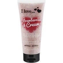 I Love sprchový peeling s vôňou jahôd a jemného krému Strawberries & Cream Exfoliating Shower Smoothie 200 ml