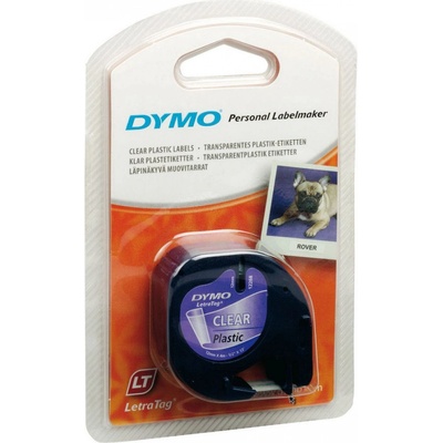 Dymo LetraTag 12267, S0721530, 12mm x 4m, čierna tlač/priehľadný podklad, originálna páska
