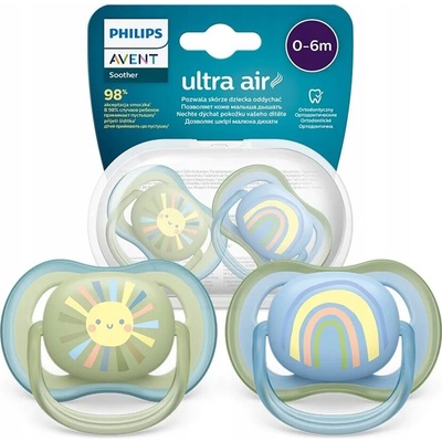 Avent Philips šidítko Ultra air Obrázek duha 2ks zelená