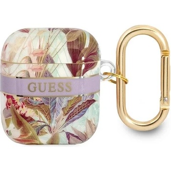 Guess Калъф Guess GUA2HHFLU за AirPods 1/2, виолетов, Flower Strap Collection (GUE002038-0)