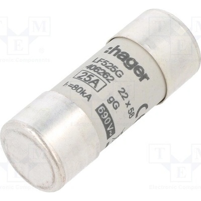 HAGER LF525G Pojistka: tavná; gG; 25A; 690VAC; kulatý,průmyslová; 22x58mm