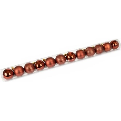 DECOLED Sada vianočných ozdôb medené plastové gule 6 cm, 4× lesklé, 4× matné, 4× trblietavé, balenie 12 ks