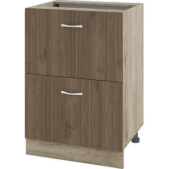 ИРИМ Долен шкаф с две чекмеджета Сити АРО-44 дъб сонома арвен / орех адмирал 60 см