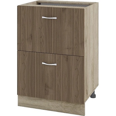 ИРИМ Долен шкаф с две чекмеджета Сити АРО-44 дъб сонома арвен / орех адмирал 60 см