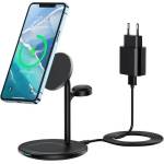 Choetech 3-in-1 Inductive Wireless Charging Station - тройна поставка (пад) за безжично зареждане за iPhone с Magsafe, Apple Watch и AirPods (черен)