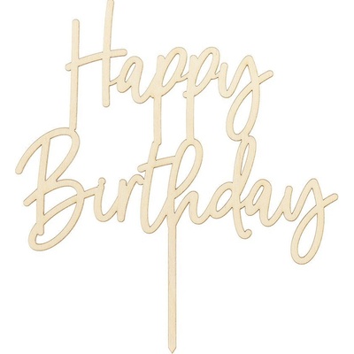 PARTYDECO Dortový zápich Happy Birthday - dřevěný