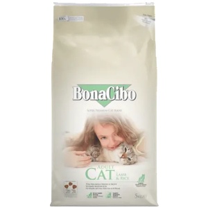 BonaCibo cat adult lamb & rice - суха храна за чувствителни и капризни котки от всички породи, над 1 година - с агнешко месо и ориз, Турция - 5 кг