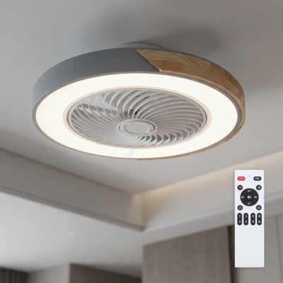 Brilagi - LED димируемо осветително тяло с вентилатор LED/38W/230V 50 см сиво/дъб + дистанционно управление (BG4028)