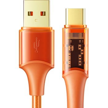 Xmart USB-A към USB Type-C кабел Xmart Amber Series, 6A, 100W, 1.2м, Оранжев (20580)