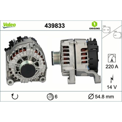 Alternátor VALEO ORIGINS NEW OE TECHNOLOGY 439833