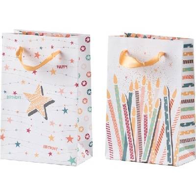 Dárková taška 100×150 mm – párty motivy, mix barev