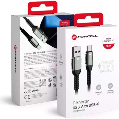 F-ENERGY C256 USB A až Typ C QC3.0 3A 66W, 2m, černý