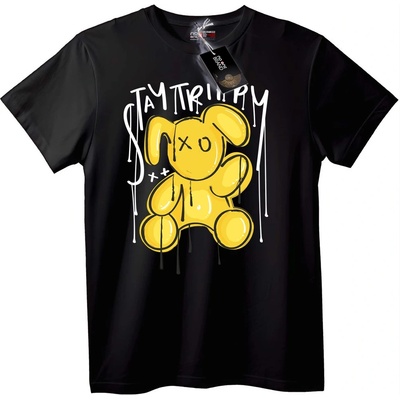 NOONEBRAND Тениска Жълта Психеделична Мечка - 5XL, Black