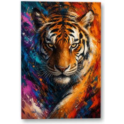 Plakát – Tygr v expresivních barevných tazích 70 × 105 cm Bez rámu Ne Bez rámu