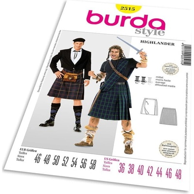 Burda Střih Burda 2515 - Kilt, Highlander, Skot, William Wallace