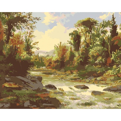 zuty Malování Podle Čísel Řeka V Podzimním Lese 80 x 100 Cm Plátno Rám