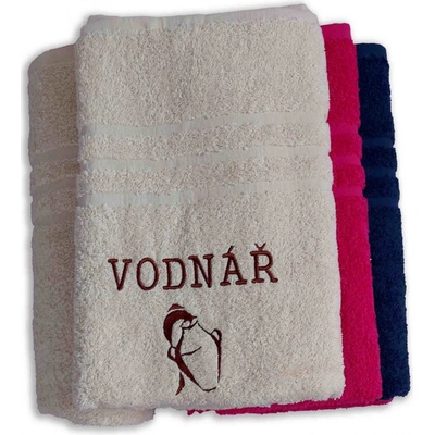 Top textil Osuška s vyšitým znamením zvěrokruhu „ Vodnář" 70x140 cm krémová