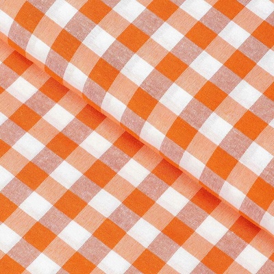Dekorační látka Rebeka RE-005 Oranžovo-bílá kostka střední - šířka 140 cm