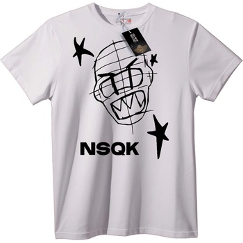 NOONEBRAND Тениска с Черепи, Решетка, Звезди и NSQK - M, White