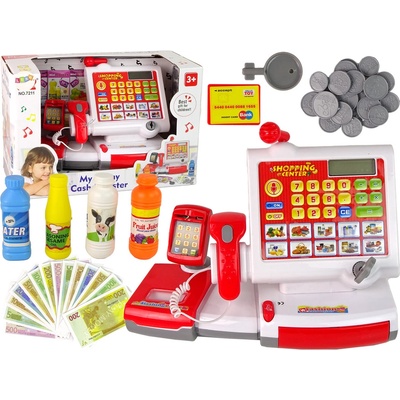 LEAN TOYS Pokladňa s príslušenstvom červená