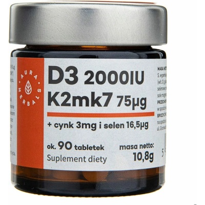 Aura Herbals Vitamín D3 2000 IU + K2 + zinok + selén 90 tabliet