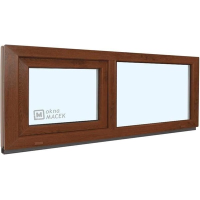 KÖMMERLING Plastové okno - 70 AD, 1800x600 mm, FIX/S, ořech čiré, ořech/bílá