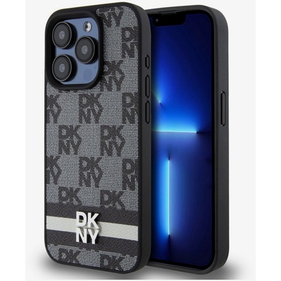 DKNY Заден капак от карирана кожа с шарка и райе за iPhone 15 Pro Black DKNY DKNY | Cheren | МЪЖЕ | UNI
