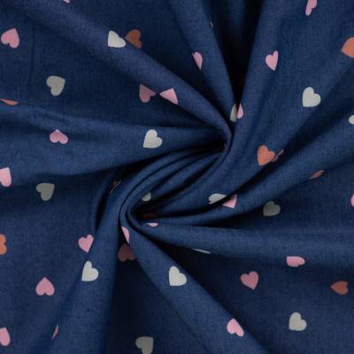 Riflovina Jeans 190g - Modrá s farebnými srdiečkami