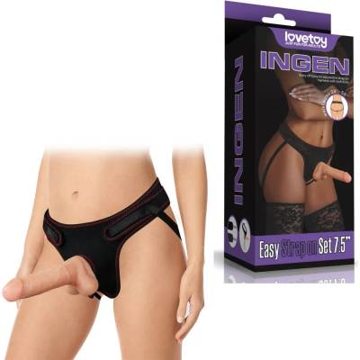 Страп-он за жени, ултра реалистично дилдо, 20см. - Easy Strapon Set (LVTOY00439)