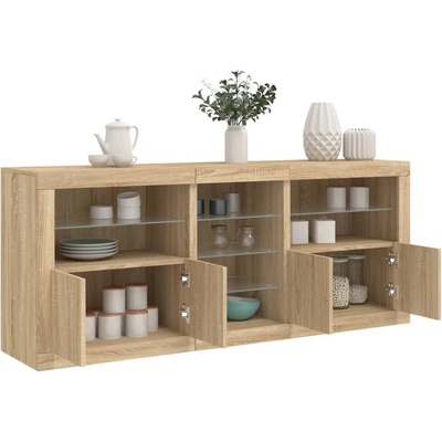 vidaXL 11461.3209032 příborník s LED osvětlením dub sonoma 162 x 37 x 67 cm