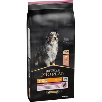 Purina PRO PLAN Medium/Large Adult 7+ Sensitive Skin OPTIDERMA- суха храна със сьомга за по-възрастни кучета от средни и големи породи с чувствителна кожа-14кг
