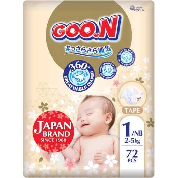 GOO. N Бебешки пелени Goo. N Premium Soft - Размер 1, NB, 2-5 kg, 72 броя (F1010101-168)