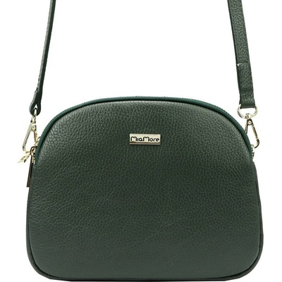 Tříoddílová kožená crossbody kabelka MiaMori no. 064 tmavězelená