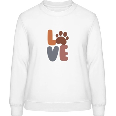 AWDis Sweat mikina Nápis LOVE s labkou arktická biela