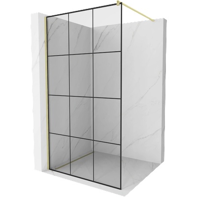 Mexen Kioto преградна стена за душ Walk-in 110 x 200 см, черна решетка 8 мм, злато четкано - 800-110-101-55-77 (800-110-101-55-77)