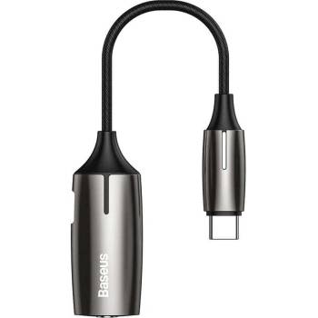 Baseus USB-C Male + 3.5mm Female Adapter L60S - пасивен адаптер USB-C към 3.5 мм аудио изход и USB-C изход за устройства с USB-C порт (тъмносив)