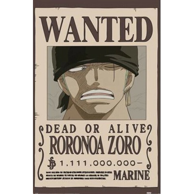 Plagát, Obraz - One Piece - Wanted Zoro, 61 × 91.5 cm