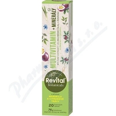 Revital Botanicals Multivitamín + Minerály s bylinnými extraktmi s príchuťou rakytníka marakuje a citrónovej trávy 20 tabliet