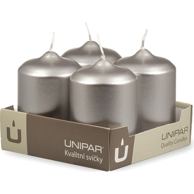 UNIPAR Adventní svíčky metalické stříbrné 6x9 cm