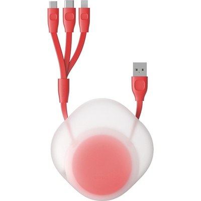 Универсален USB кабел с Lightning, microUSB и USB-C конектори (80 см) - Baseus Lets Go Little Reunion One-Way Stretchable 3-in-1 USB Cable (CAMLT-TY09) (червен) (CAMLT-TY09)