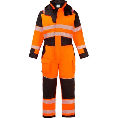 Portwest hi-vis pw3 modaflame fr516 / Светлоотразителен огнеупорен водоустойчив зимен гащеризон - оранжев/черен m (fr516obrm)