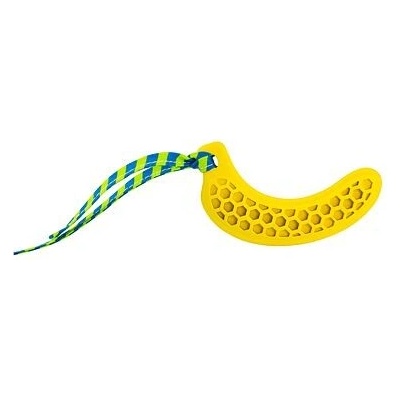 HipHop Dentální banán přírodní guma pro štěňata s látkovým střapcem 12 cm