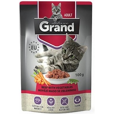 Grand kočka deluxe 100% hovězí se zeleninou 6 x 100 g