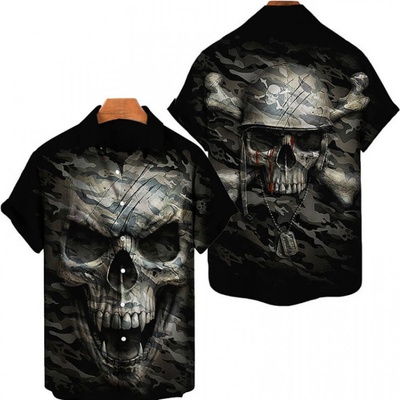 Havajská košile s lebkou Camo skull