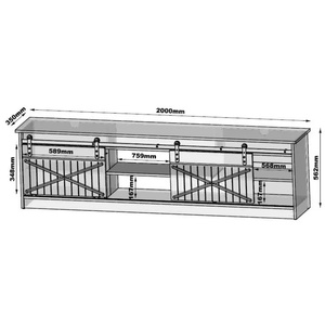 Cama meble RTV GRANERO шкаф 200x56.7x35 бял/бял гланц (GRANERO RTV BI)